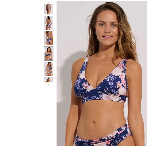 EVERYDAY SUNDAY BLUE BIKINI DITSY FLORAL FEMININE COTTAGECORE COASTAL POOL TOILE - Picture 12 of 12